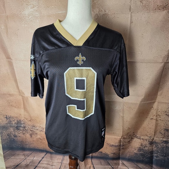Reebok Tops - Reebok NFL Drew Brees New Orleans Saints Jersey Womens Large Black Gold 9
